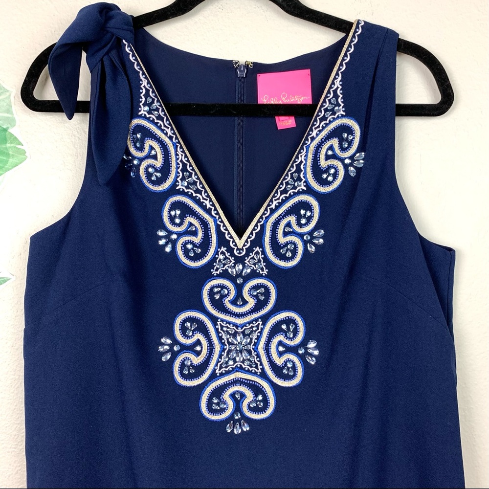 Lilly Pulitzer Navy Blue Mini Dress with White Embroidery - Picture 4 of 8